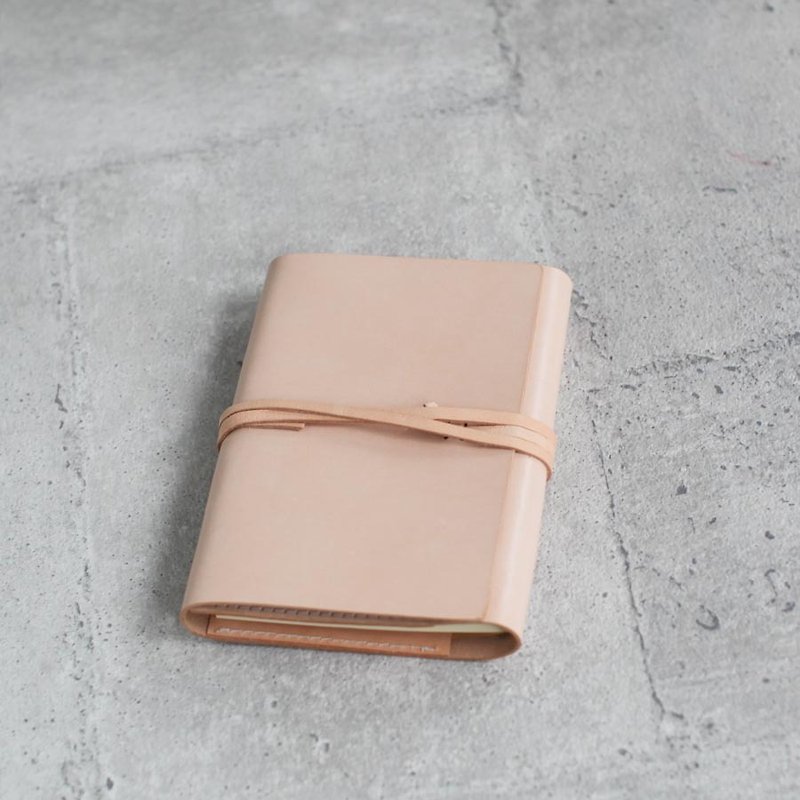 Natural nude color handmade refillable leather journal notebook/ Book Cover A6 - Notebooks & Journals - Genuine Leather Orange