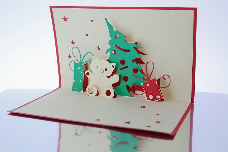3D聖誕節立體卡片 - 卡片/明信片 - 紙 紅色