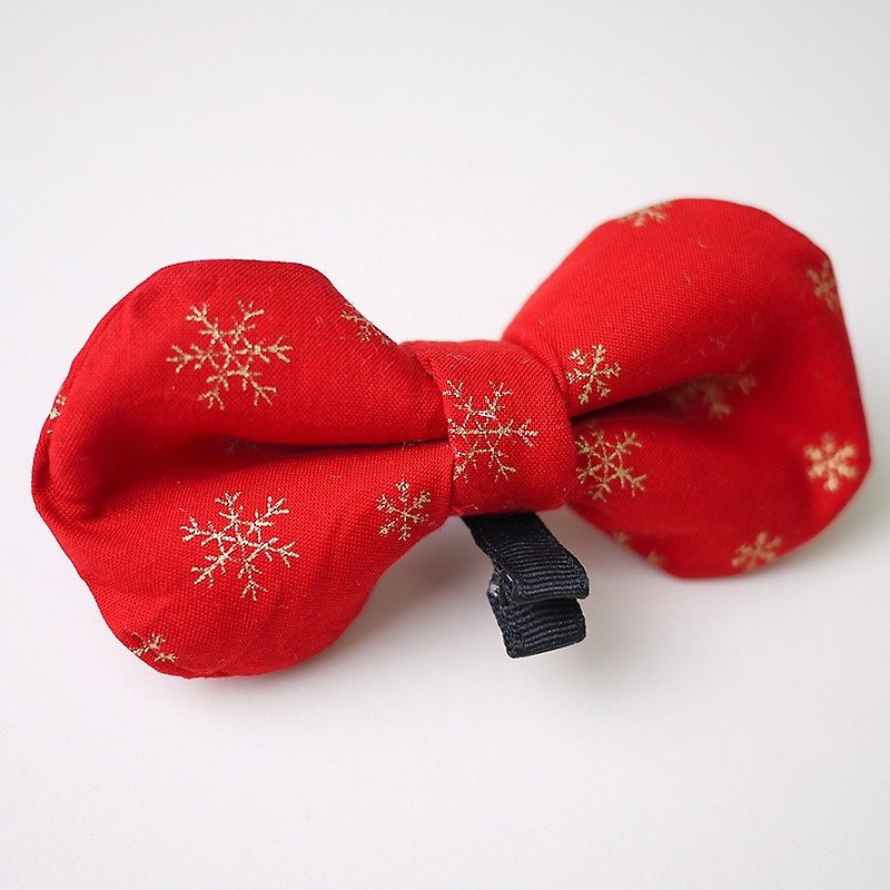 Japan calico Christmas red bow hairpin - Hair Accessories - Cotton & Hemp Red