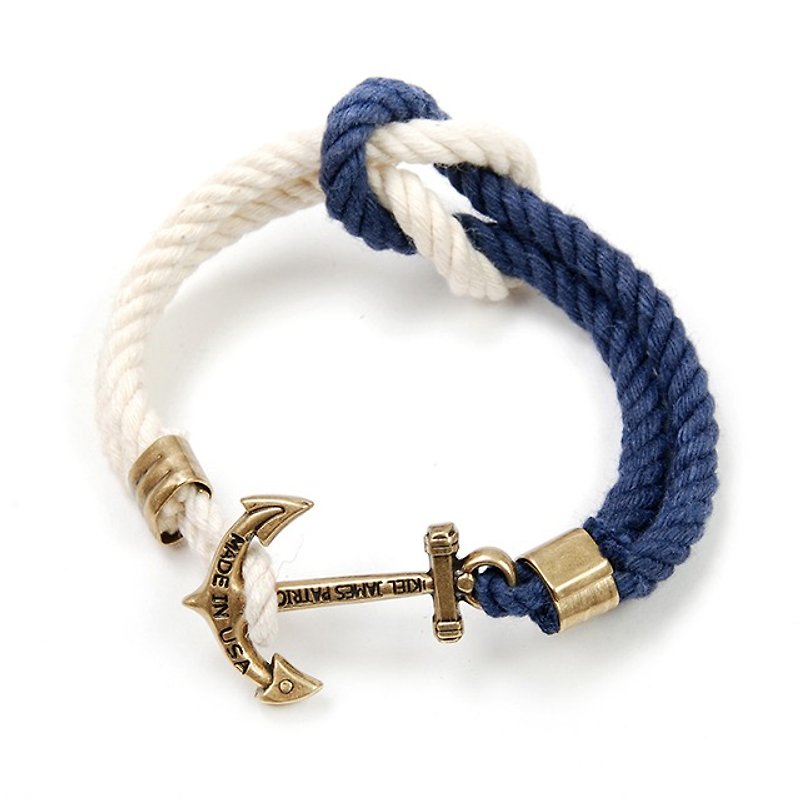 Plain-me exclusive agent Kiel James Patrick anchor rope woven bracelet (lap) (KIEL2104 black) - สร้อยข้อมือ - ผ้าฝ้าย/ผ้าลินิน 