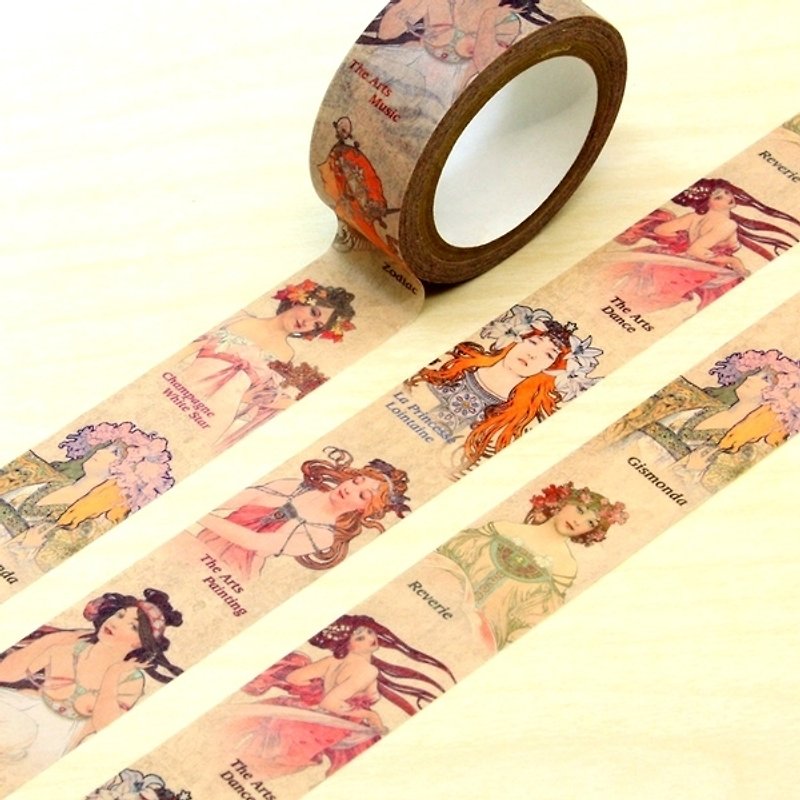 TAISO artist Mucha - classical goddess paragraph paper tape - Washi Tape - Paper Multicolor