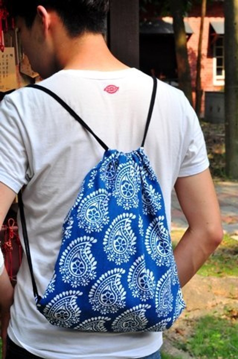 RABBIT LULU 束口袋 束口包 後背包。青藍色 變形蟲 - 側背包/斜背包 - 其他材質 藍色