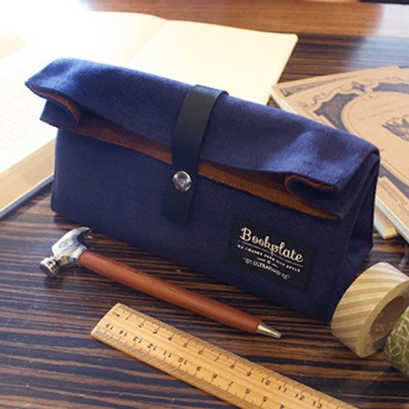 ultrahard Bookplate bookplate pouch series (writer blue) - กล่องดินสอ/ถุงดินสอ - วัสดุอื่นๆ สีน้ำเงิน
