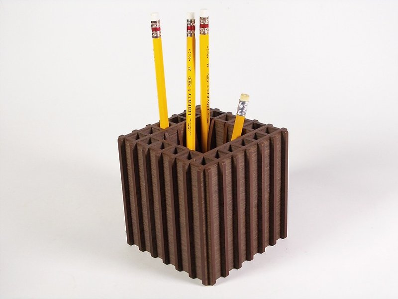 Square pen holder/exchange gift/Christmas gift/pen holder - Pen & Pencil Holders - Wood Brown