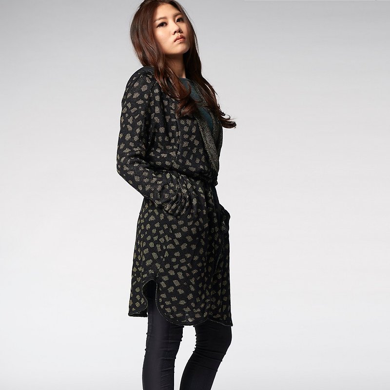 [Coat] Hooded arc splicing cover - Women's Casual & Functional Jackets - Wool Black