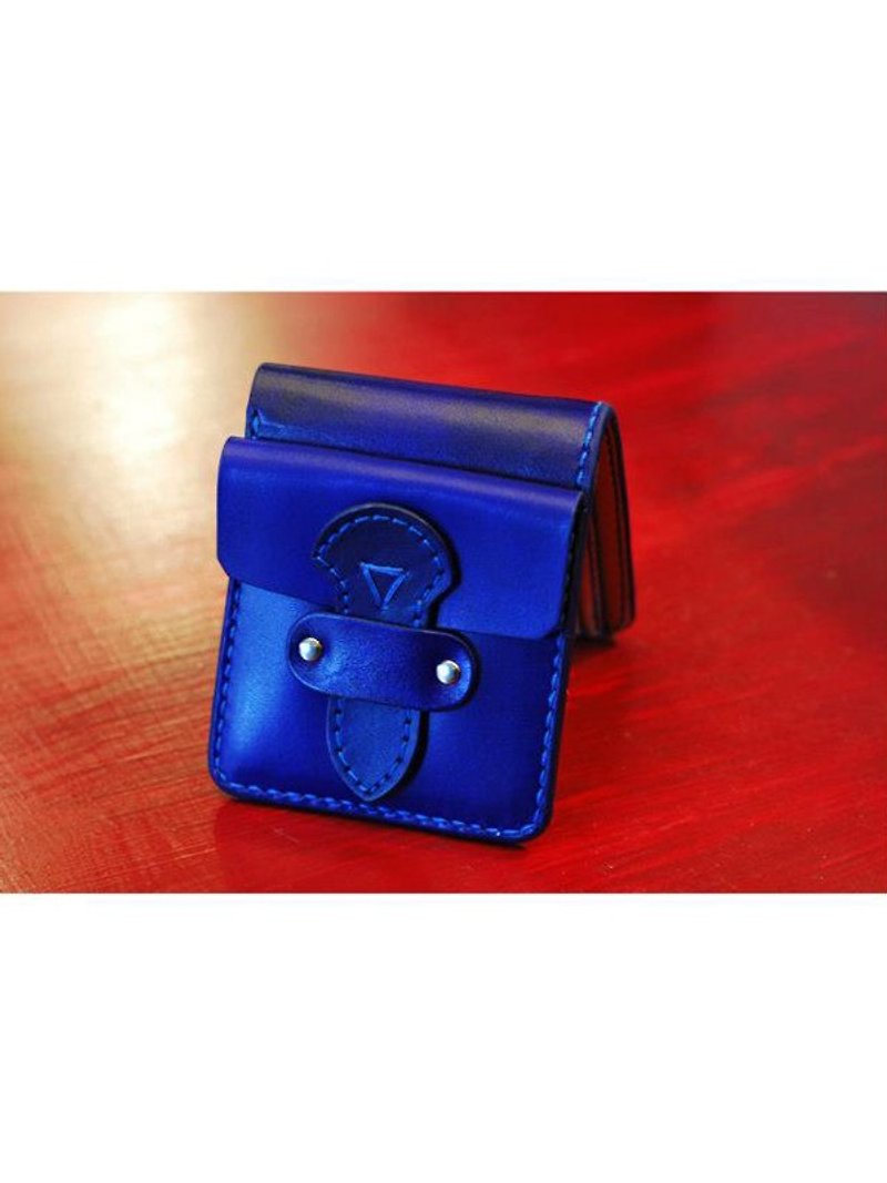 Chainloop blue leather wallet handmade leather wallet multifunction leather purse for gifts - กระเป๋าสตางค์ - หนังแท้ สีน้ำเงิน