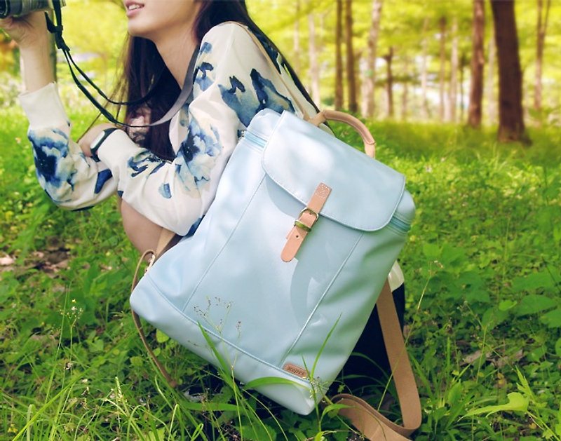 [Small and Fresh] Vitality Thick Slice Bag - Cotton Blue (Made in Taiwan) - กระเป๋าเป้สะพายหลัง - วัสดุอื่นๆ สีน้ำเงิน