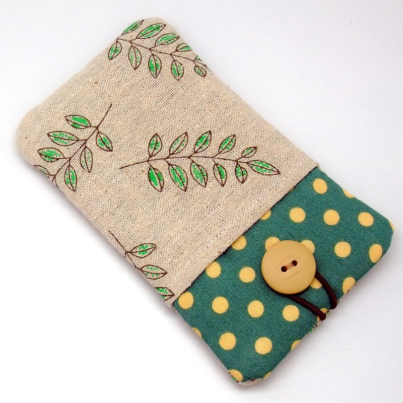 Customized phone bag, mobile phone bag, mobile phone protective cloth cover-leaf (P-32) - Phone Cases - Cotton & Hemp Green