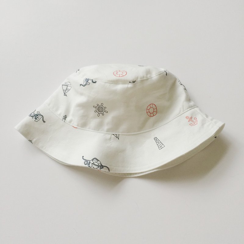 MaryWil Bucket Hat-White Sailor - หมวก - วัสดุอื่นๆ ขาว