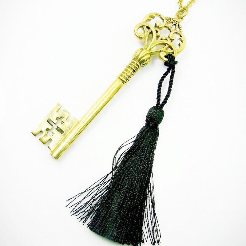 Skeleton Key pendant in brass  ,Rocker jewelry ,Skull jewelry,Biker jewelry - Necklaces - Other Metals 