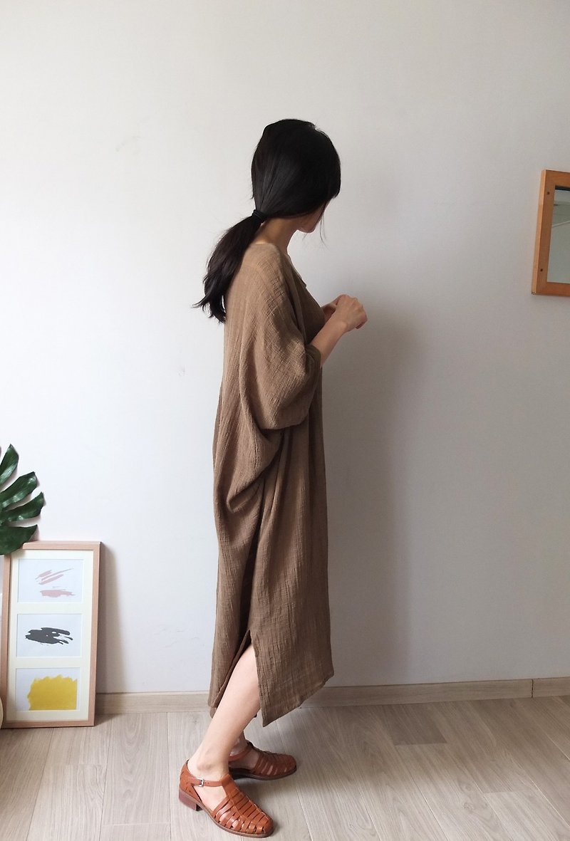 Staggered pattern in cotton maxi dress clearing {S} code 2980 to open another store - ชุดเดรส - วัสดุอื่นๆ 