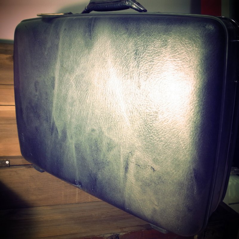 【ボーンズ]アメリカンツーリスター初​​期のアメリカ旅行のアンティークヴィンテージ古いスーツケーススーツケースの荷物のスーツケースVINTAGEストール - 置物 - プラスチック グレー