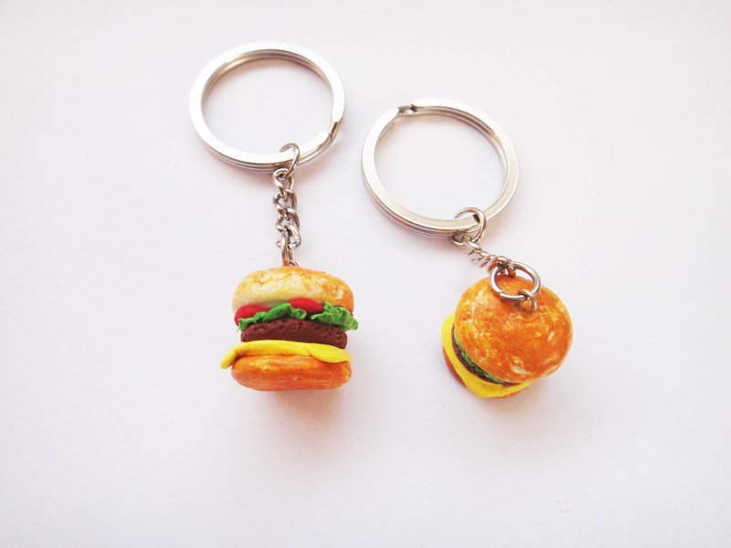好吃大漢堡鑰匙圈 - 鑰匙圈/鑰匙包 - 黏土 粉紅色