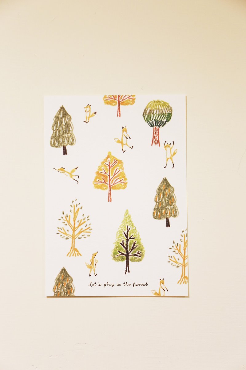 {Forest fox green postcard *} - Cards & Postcards - Paper Green