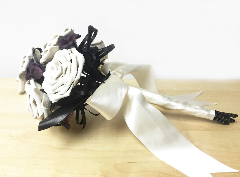 Leather Rose Bouquet - Other - Genuine Leather Purple