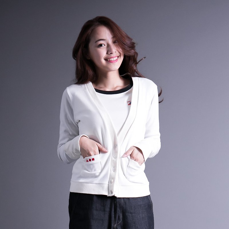 SU: MI said college cardigan small jacket _4AF505_ white - Women's Sweaters - Other Materials White