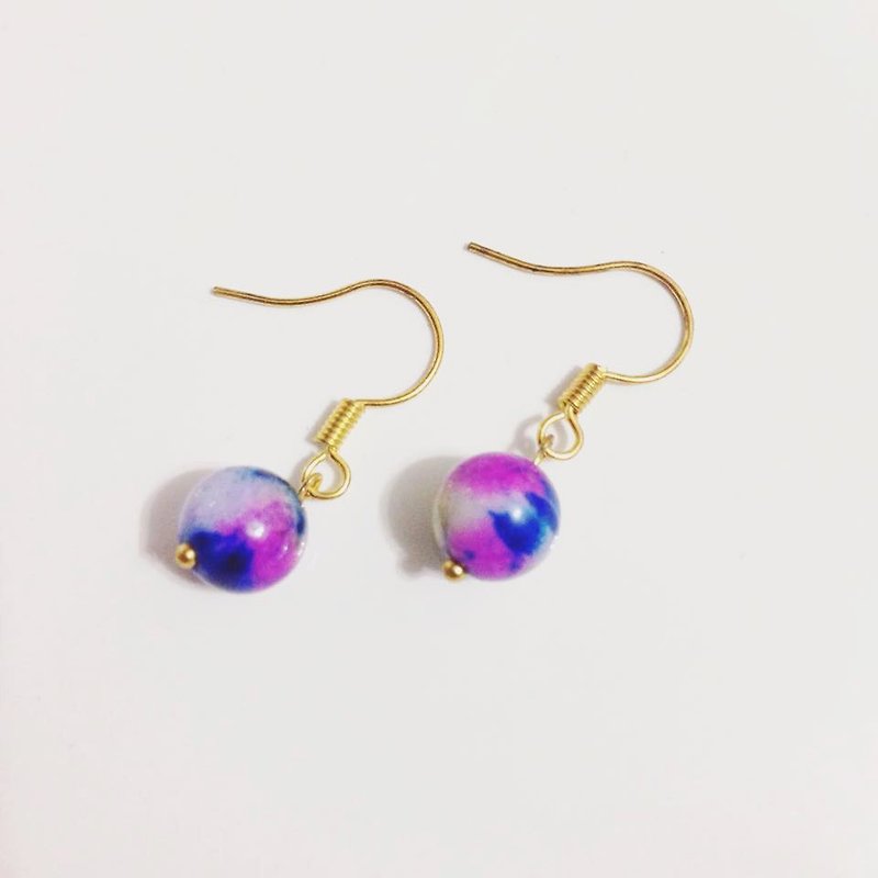 Psychedelic ◆ Clip-on style / purple blue orange / three colors optional / a pair / natural stone earrings / gift custom design - ต่างหู - เครื่องเพชรพลอย สีม่วง