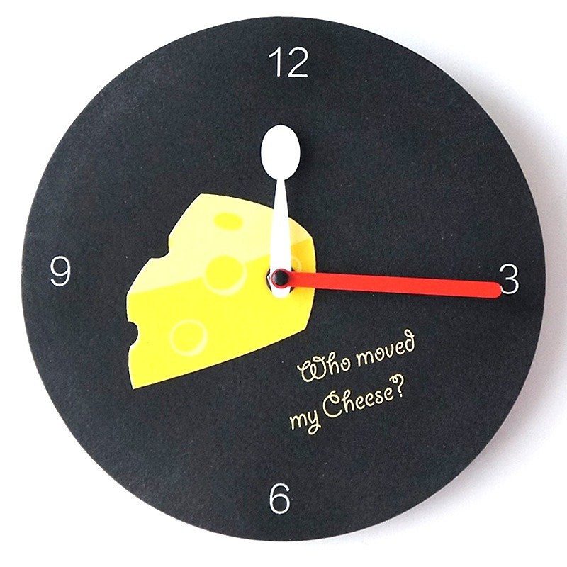 U-PICK original product life black felt Silent Sweep Movement personality bedroom wall clock - Cheese Omelette - Items for Display - Wool Black