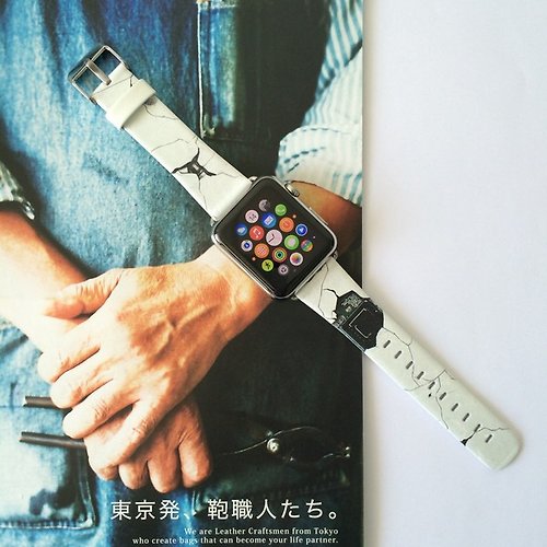 UltraCase Apple Watch Series 1 - 5 白色爆破圖案皮錶帶 38 40 42 44 mm74