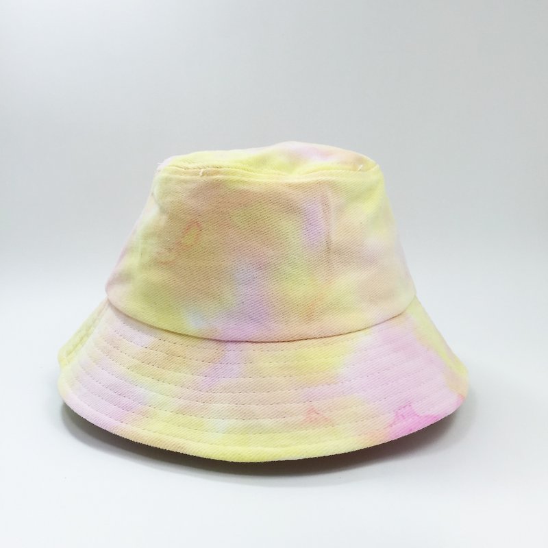 Tie dye/Bucket hat/ fisherman hat [Yellow lemon] - Hats & Caps - Cotton & Hemp Yellow