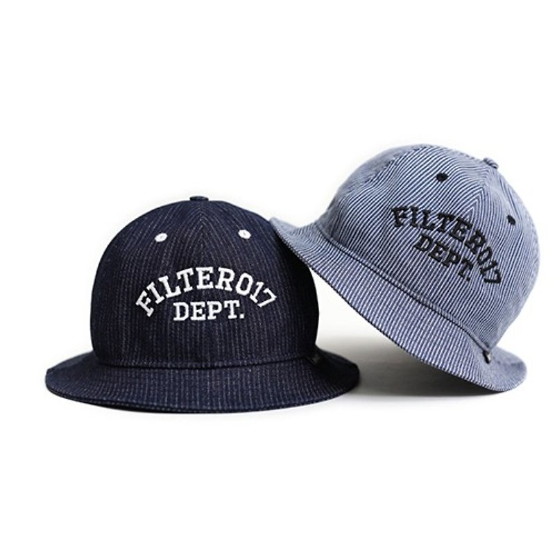Filter017 - 漁夫帽 - Logo Stripe Denim Bucket Hat 條紋丹寧圓頂漁夫帽 - 帽子 - 其他材質 藍色