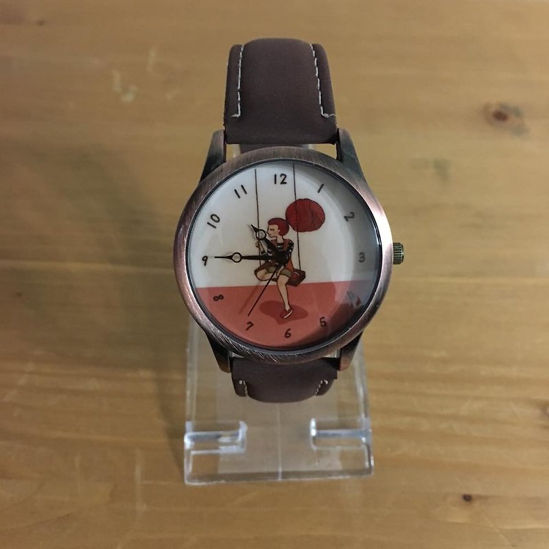 Hive Girl Illustration Watch (Coffee Strap) W0003 - นาฬิกาผู้หญิง - โลหะ สีนำ้ตาล