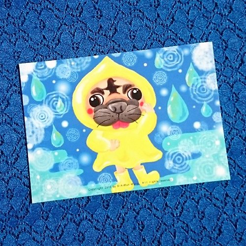 SihWun's Pug World 巴哥犬世界 雨衣小巴 巴哥明信片