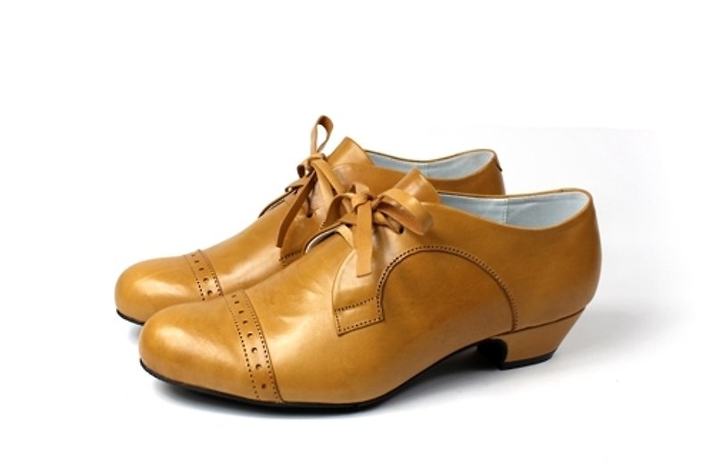 Brown vintage oxford shoes - Women's Oxford Shoes - Genuine Leather Brown
