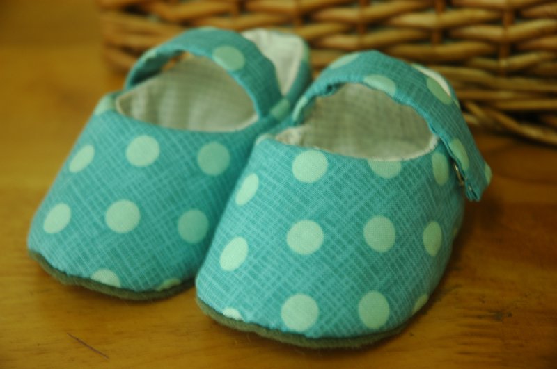 Olive green dot baby shoes - Baby Shoes - Other Materials Green