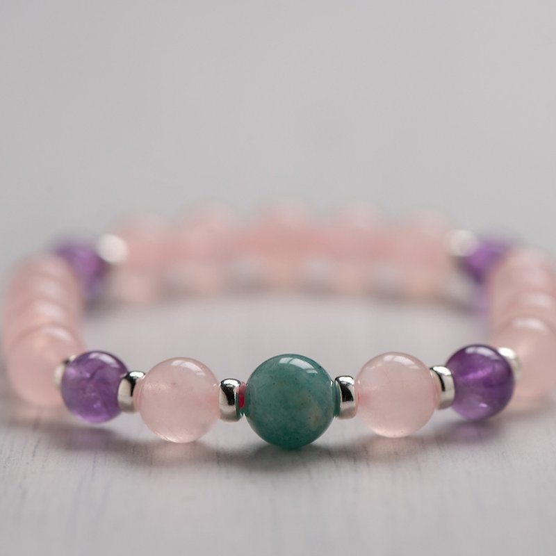 Powder crystal series. Lucky in love. Pink crystal Tianhe Stone 8mm bracelet. - Bracelets - Crystal Pink