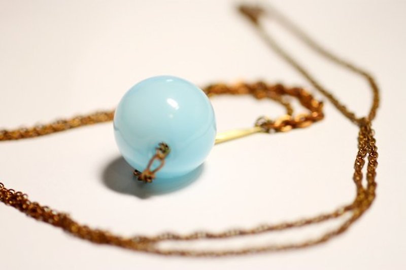 情人節禮物 ♥ { moimoi }水藍色玻璃球行星項鍊 玻璃球/黃銅 - Necklaces - Glass Gold