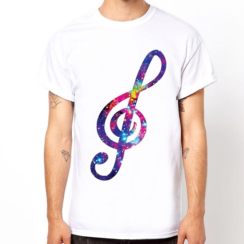 MUSIC NOTE-Cosmic t shirt - เสื้อยืดผู้หญิง - วัสดุอื่นๆ ขาว