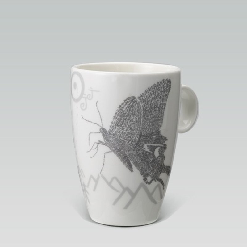 喜びを言葉に - 古代の文字スタイル ~ 蝶を愛する - マグカップ - その他の素材 グレー