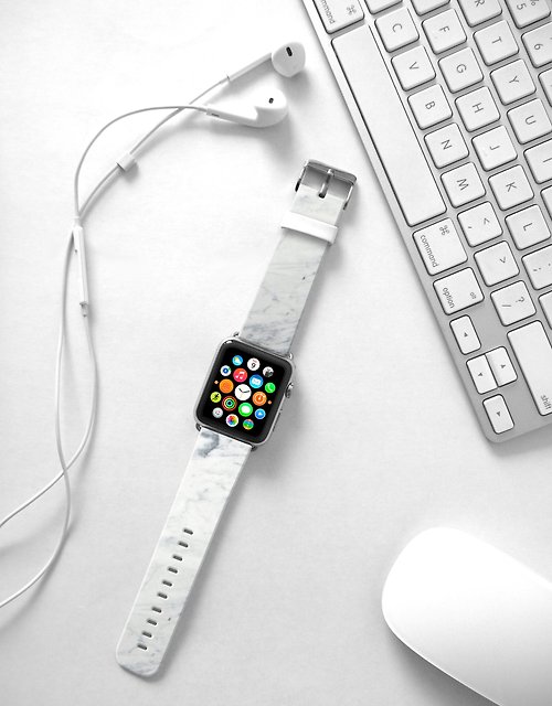 Freshion Apple Watch 真皮手錶帶, 香港原創設計師品牌 - 白雲石紋 239