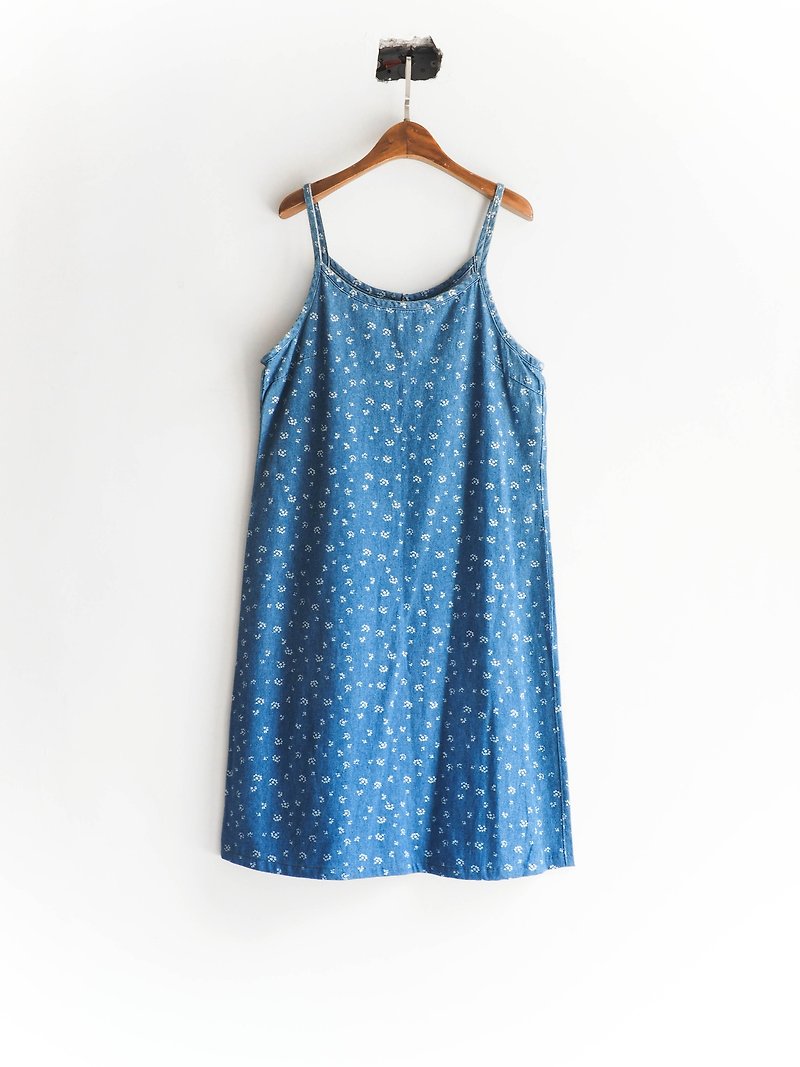 其他材質 洋裝/連身裙 藍色 - 河水山 -白花蔓延時日 連身丹寧吊帶裙 中性 日本 overalls