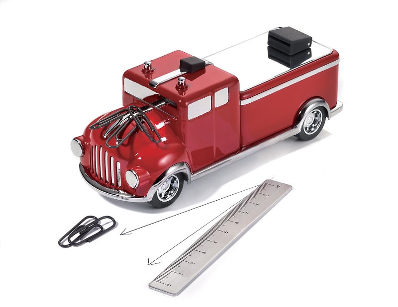 [Customized gift] Ladder fire pull-back truck (including ruler, storage box) - Other - Other Metals Red