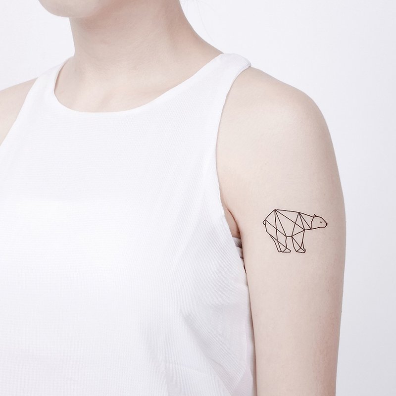 タトゥー タトゥー ステッカー/幾何学的なホッキョクグマの驚きの入れ墨 - タトゥーシール - 紙 ブラック