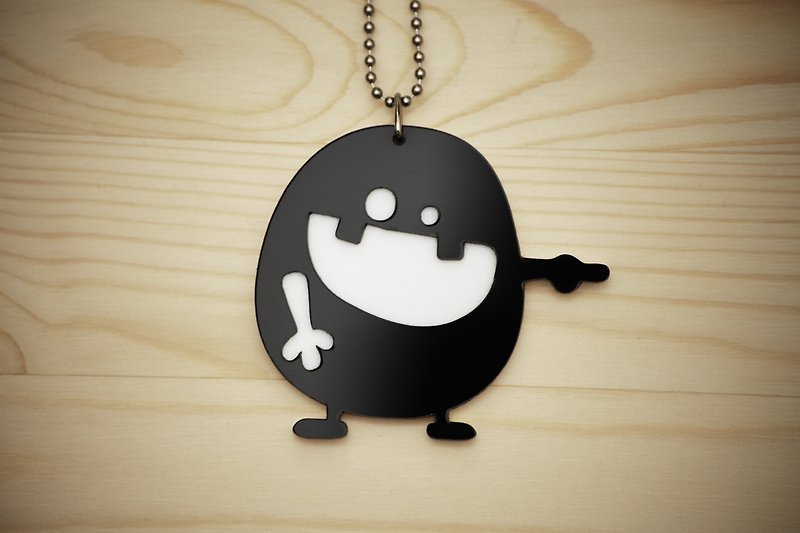 "Ha Ha Ha" Double layered Acrylic key chains/necklaces - ที่ห้อยกุญแจ - อะคริลิค สีดำ