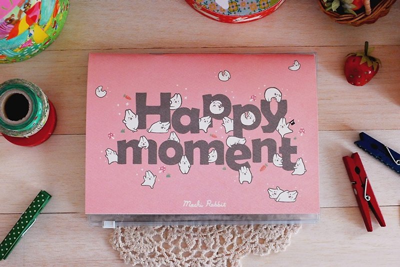*Mori Shu* 票根收藏本-麻糬兔Happy monment-粉紅色 (附收納書套) - 筆記簿/手帳 - 紙 粉紅色