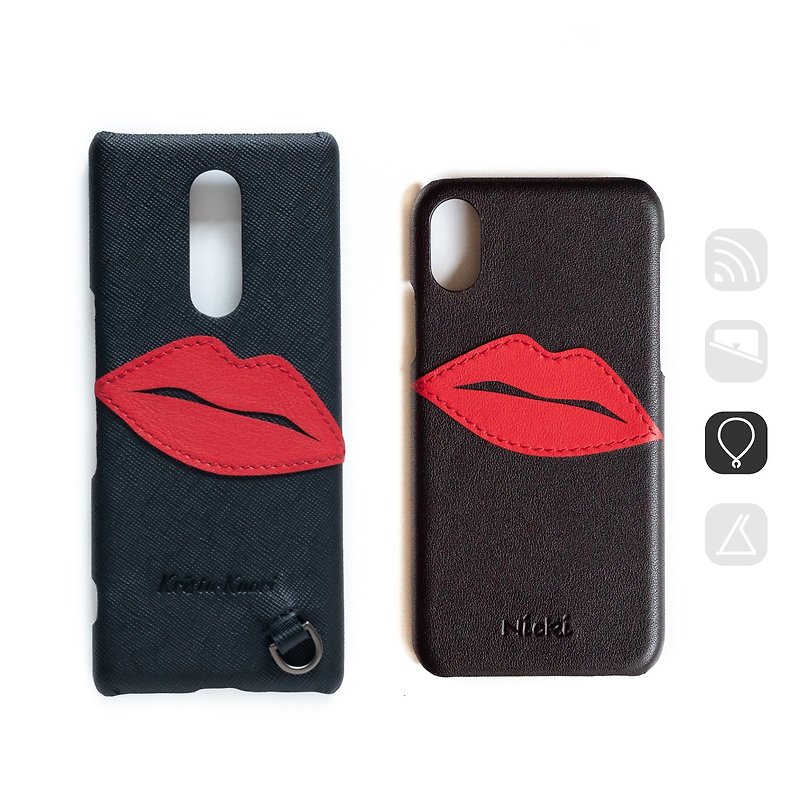 LC58 紅脣雙色真皮手機殼 可壓字 iPhone Android 全機種均可訂製 - 手機殼/手機套 - 真皮 多色