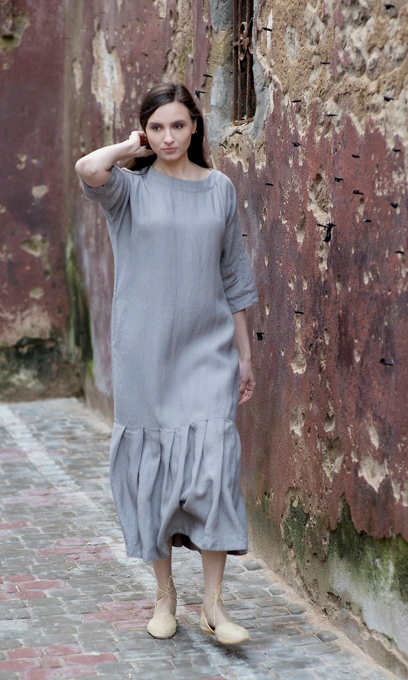 Linen Dress Motumo 16S14 - ชุดเดรส - ลินิน หลากหลายสี