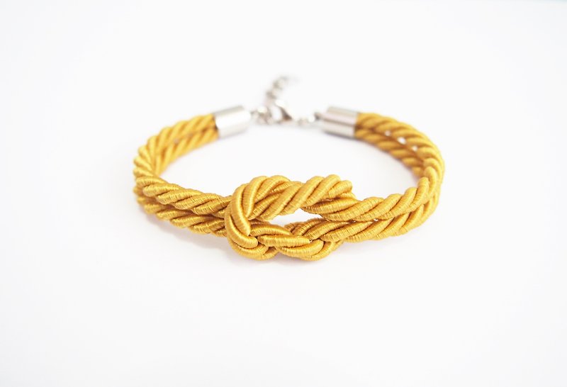 Nautical bracelet - caramel yellow bracelet - silk rope bracelet - marine bracelet - sailing bracelet - rope knot jewelry - สร้อยข้อมือ - วัสดุอื่นๆ สีเหลือง
