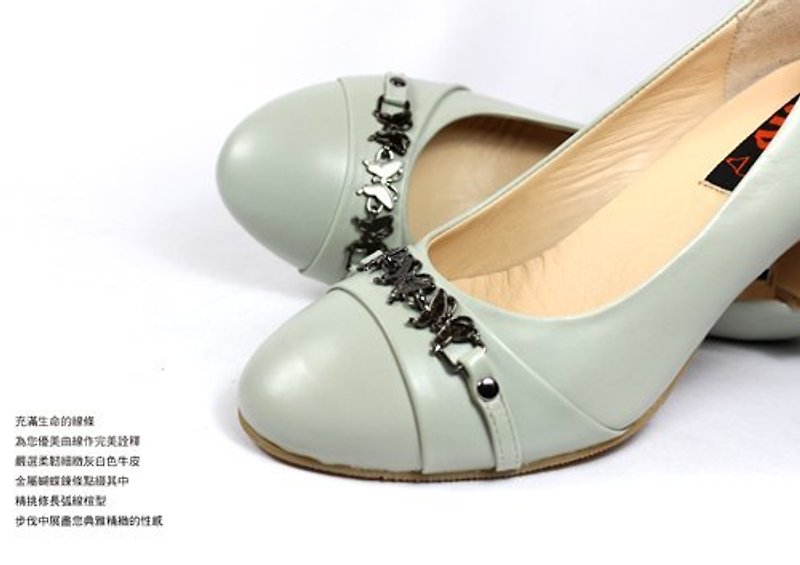 Gray style slender heels - High Heels - Genuine Leather Silver