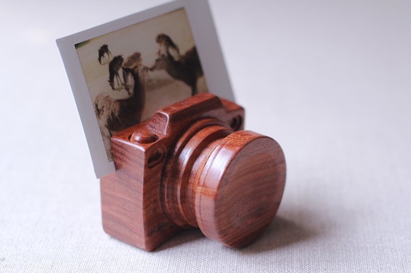 手工木製微型相機▣ 名片照片夾 - フォトアルバム - 木製 ブラウン