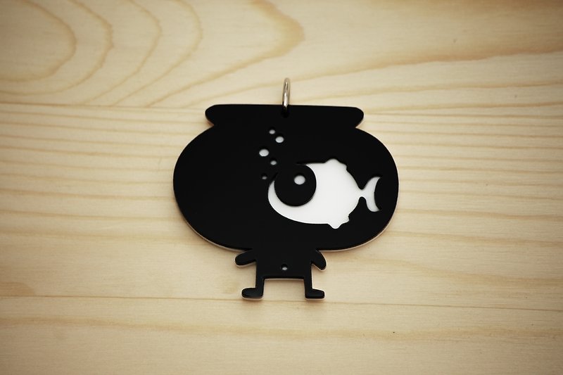 【快速出貨】有夢想的小魚‧壓克力項鍊/鑰匙圈 - 項鍊 - 壓克力 黑色