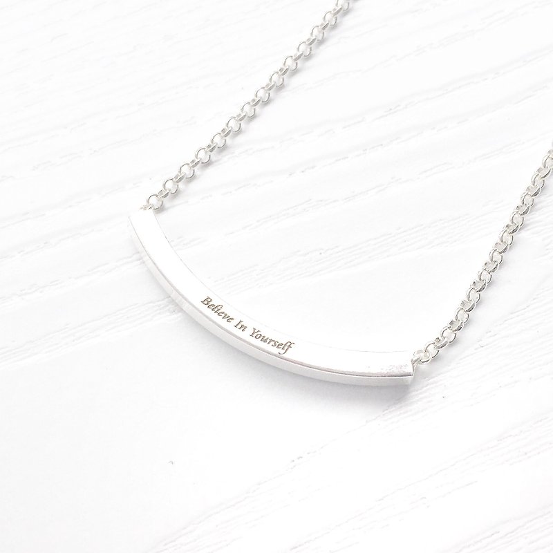 SIMPLICITY series - Square Tube Bead Engraving Sterling Silver Necklace Gift - สร้อยคอ - วัสดุอื่นๆ สีเงิน