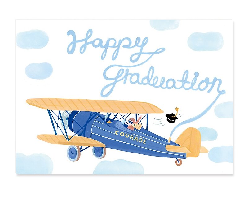 Happy graduation - pilot illustration postcard / card - การ์ด/โปสการ์ด - กระดาษ 