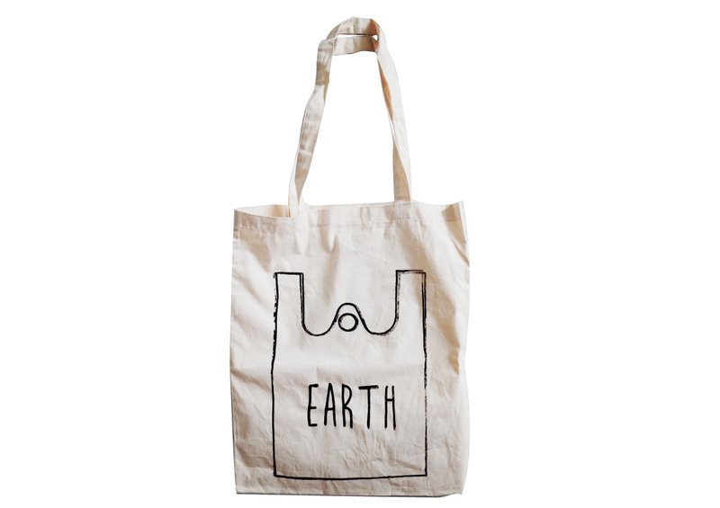 【隱性/顯性】::手工::布袋::『EARTH』/購物袋/書包/隨身包/文青/類帆布/禮物/肩背/A3大小 - 側背包/斜背包 - 棉．麻 卡其色