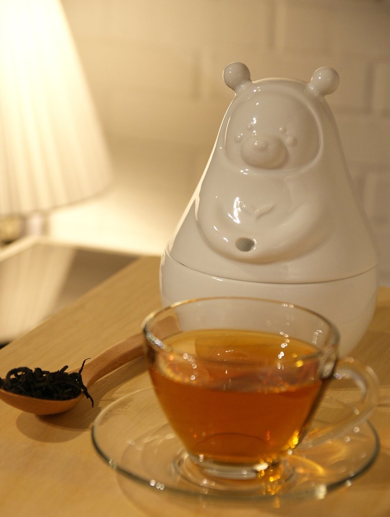 ARTEA打坐造型愛白瓷Tea熊罐  日月潭紅玉琥珀茶 - 茶葉/茶包 - 瓷 白色