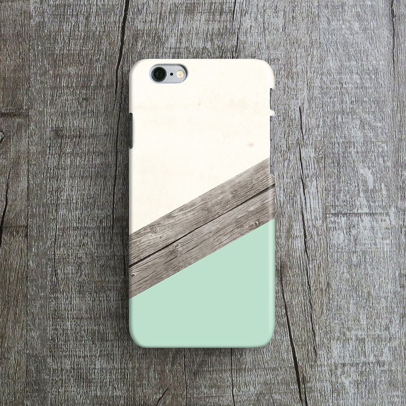 Green Canvas, Wood Collage, - Designer iPhone Case. Pattern iPhone Case. - เคส/ซองมือถือ - พลาสติก สีน้ำเงิน